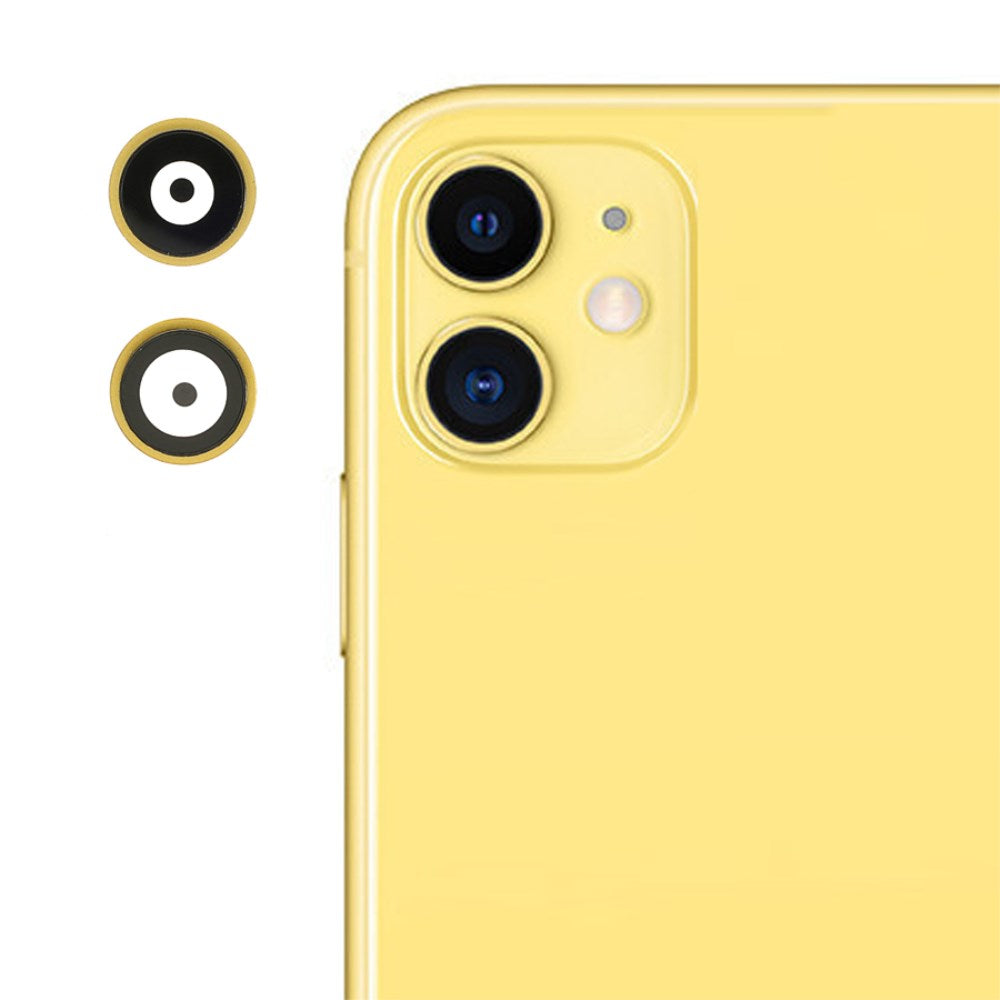 Lentilles caméra arrière + contours iPhone 11 Jaune