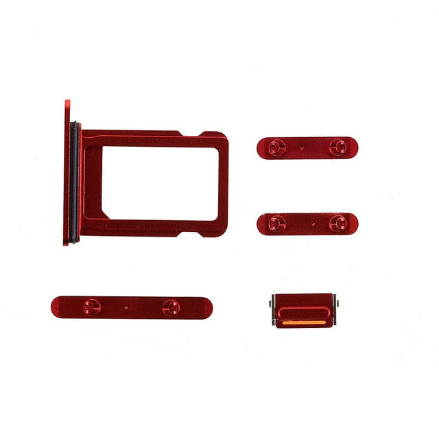 Pièce compatible Composants Pack boutons volume + vibreur + power + tiroir SIM iPhone 12 Rouge