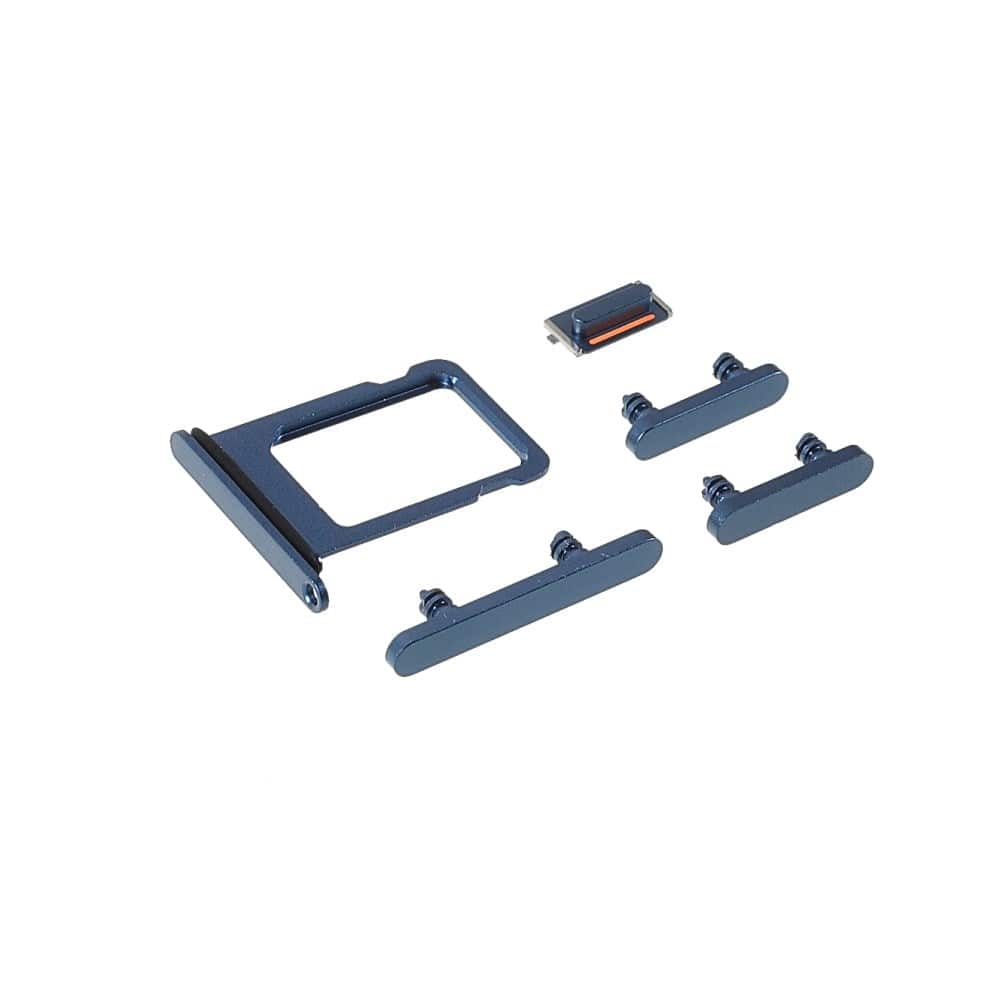 Pièce compatible Composants Pack boutons volume + vibreur + power + Tiroir SIM iPhone 13 Mini Bleu