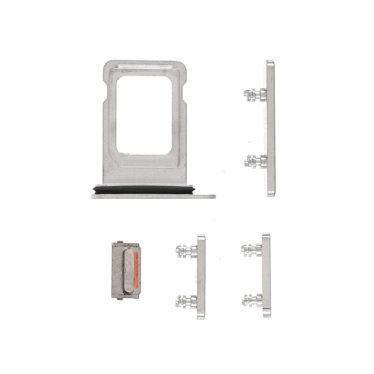 Pièce compatible Composants Pack boutons volume + vibreur + power + Tiroir SIM iPhone 13 Pro Blanc