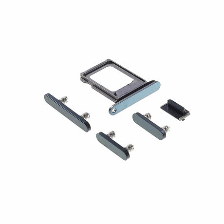 Pièce compatible Composants Pack boutons volume + vibreur + power + Tiroir SIM iPhone 13 Pro Bleu