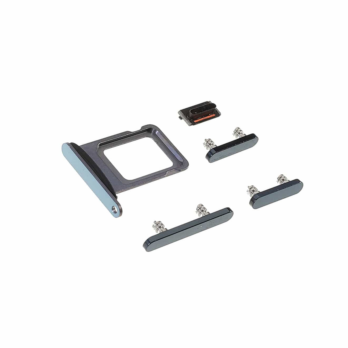 Pièce compatible Composants Pack boutons volume + vibreur + power + Tiroir SIM iPhone 13 Pro Max Bleu