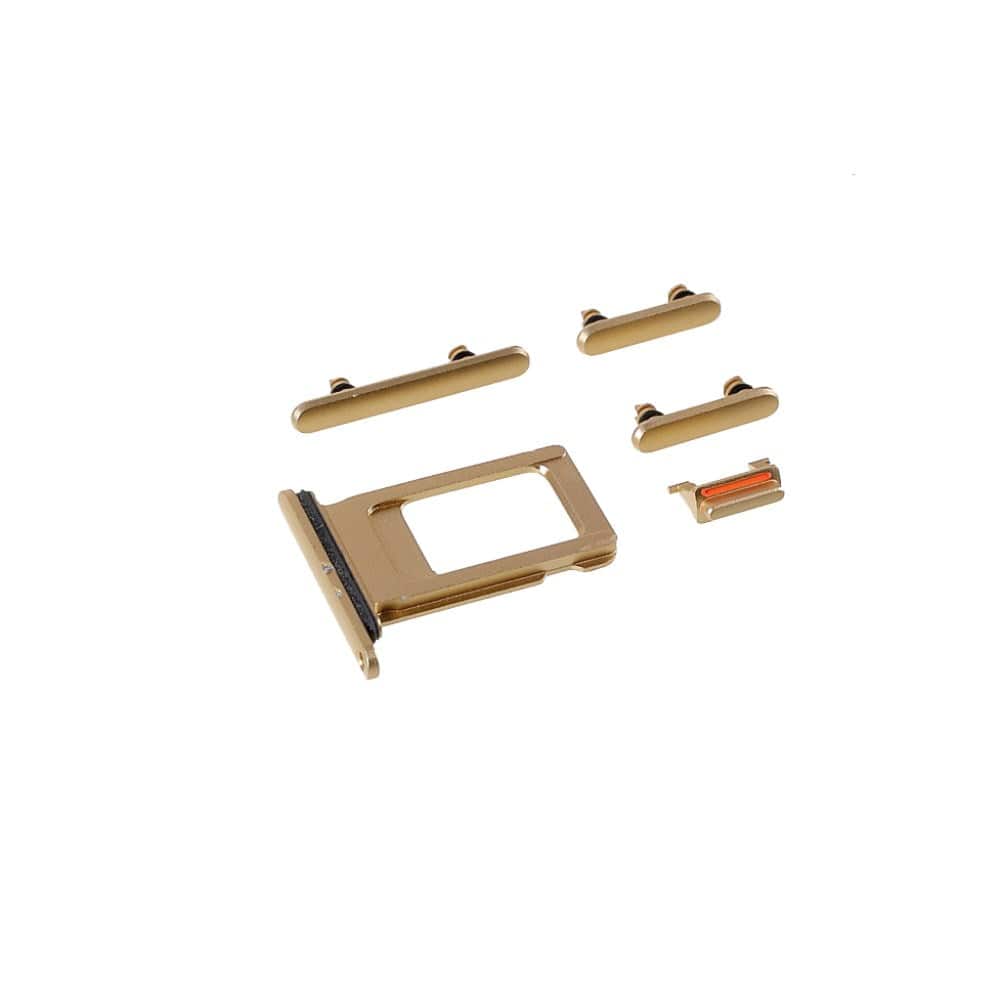 Pièce compatible Composants Pack boutons volume + vibreur + power + tiroir SIM iPhone Xr Jaune