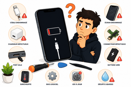 Pourquoi mon iPhone ne charge plus ? 12 causes et solutions