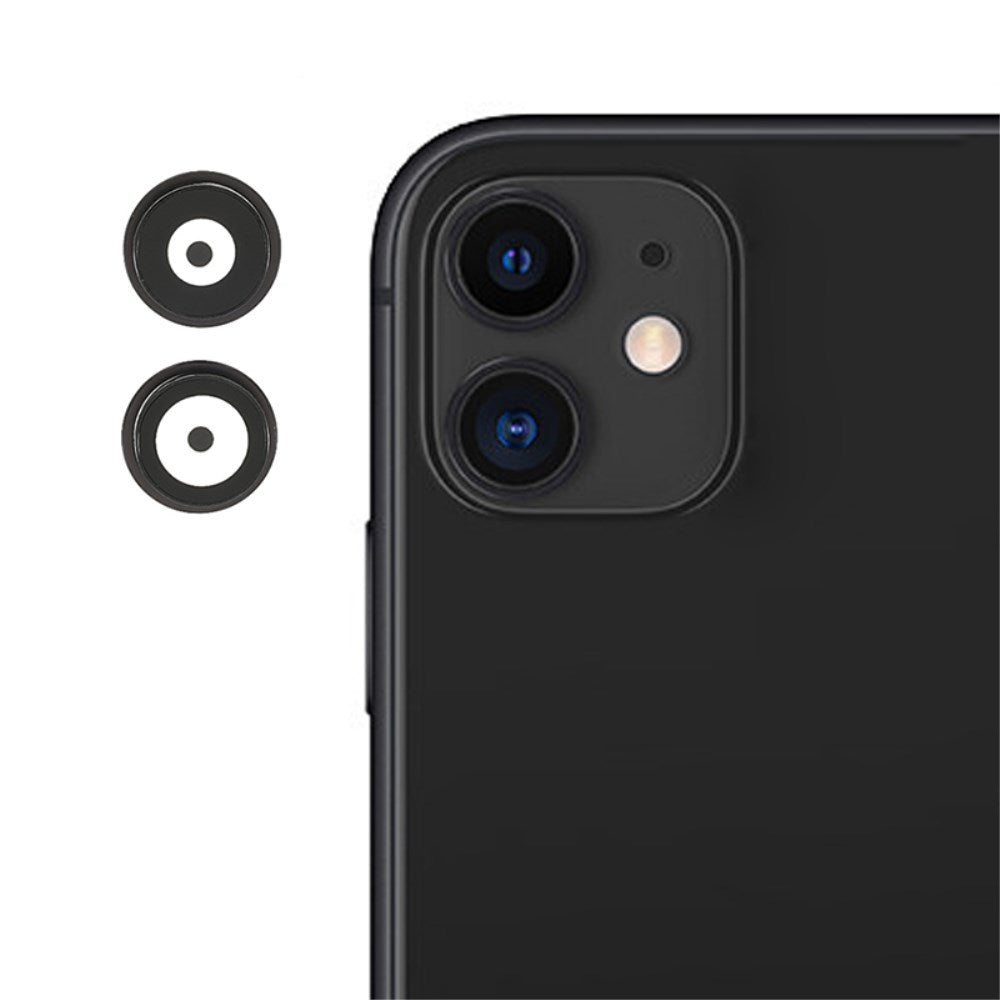Lentilles caméra arrière + contours iPhone 11 Noir