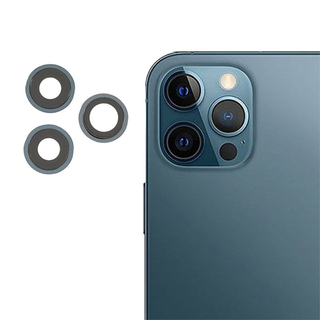 Pièce compatible Caméras Lentilles caméra arrière + contours iPhone 12 Pro Bleu Pacifique