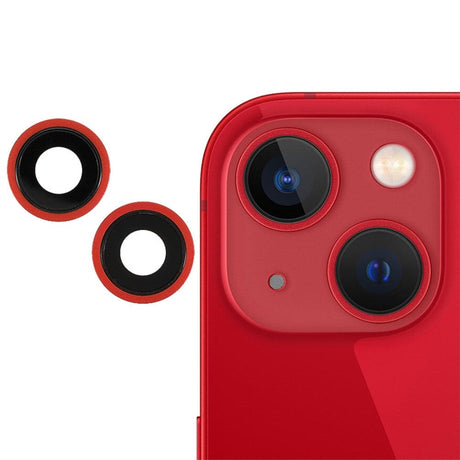 Pièce compatible Caméras Lentilles caméra arrière + contours iPhone 13 Mini Rouge
