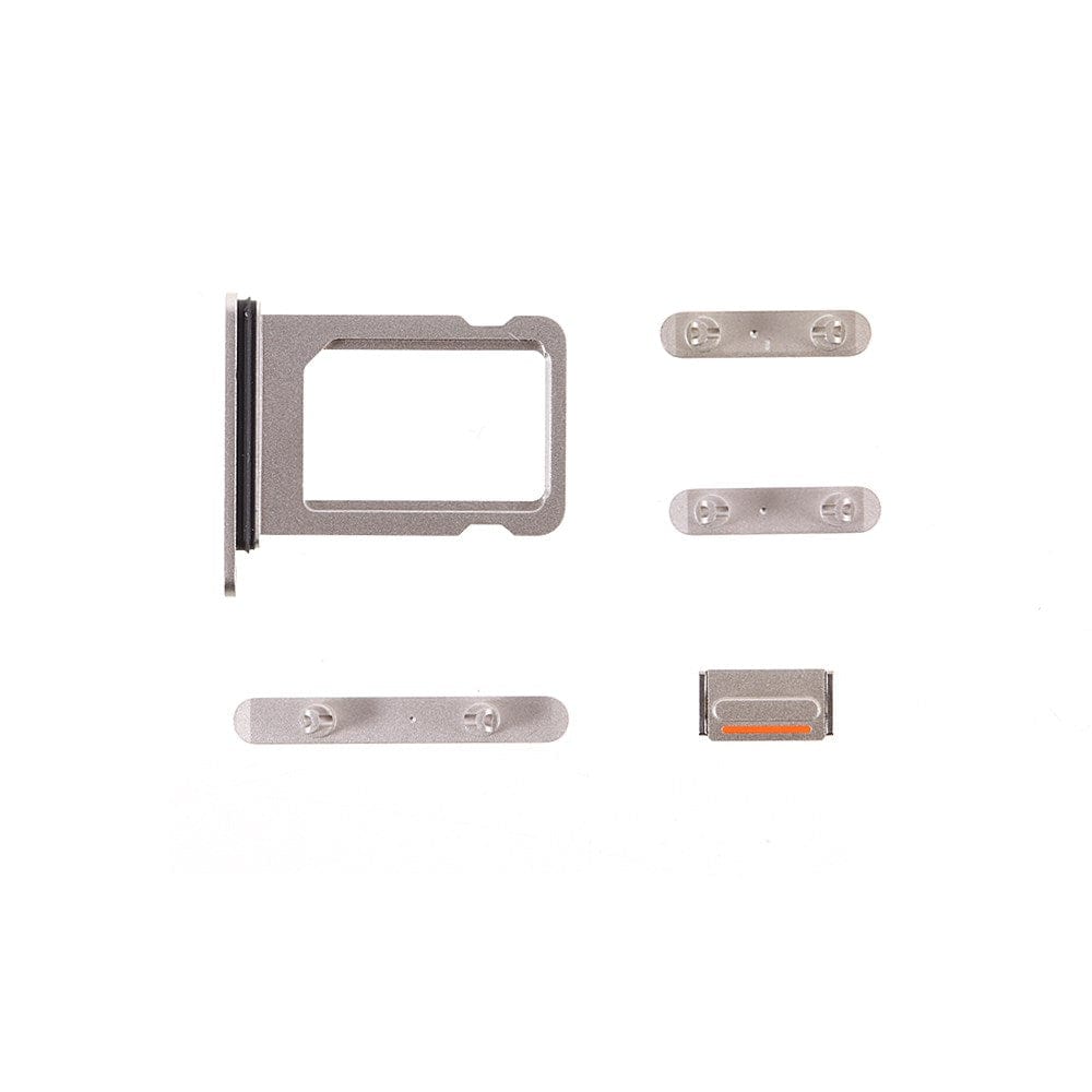 Pièce compatible Composants Pack boutons volume + vibreur + power + tiroir SIM iPhone 12 Blanc