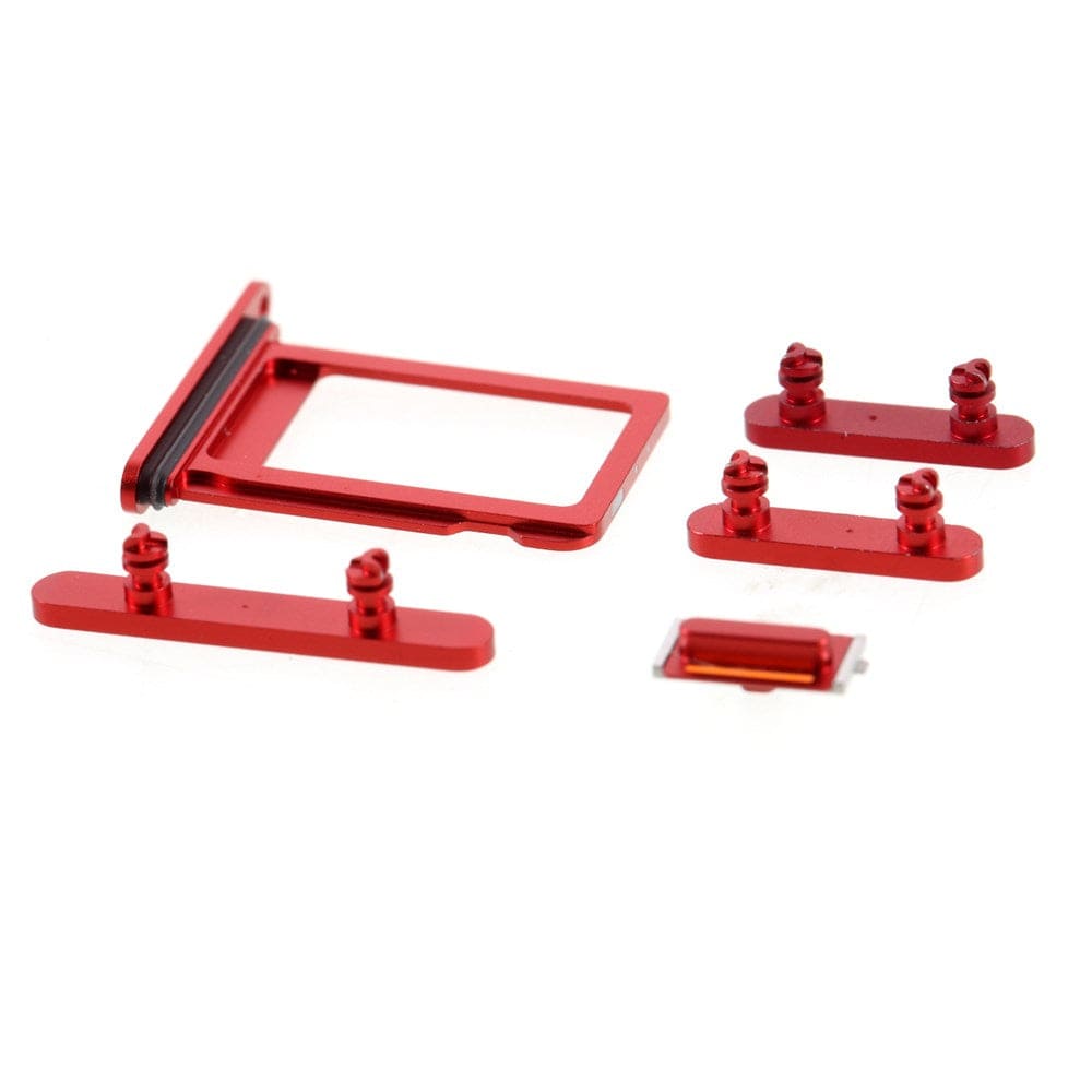 Pièce compatible Composants Pack boutons volume + vibreur + power + tiroir SIM iPhone 12 Rouge