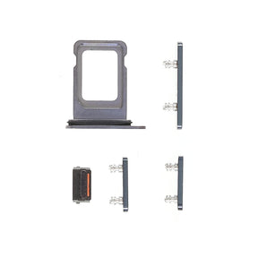 Pièce compatible Composants Pack boutons volume + vibreur + power + Tiroir SIM iPhone 13 Pro Max Bleu