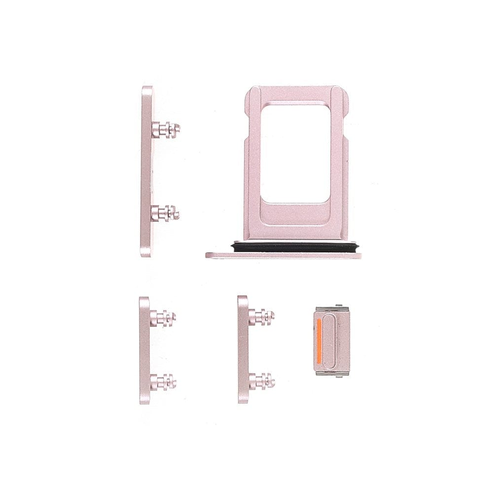 Pièce compatible Composants Pack boutons volume + vibreur + power + Tiroir SIM iPhone 13 Rose